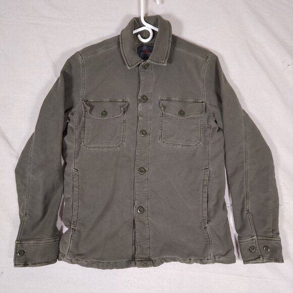 Faherty Shirt Jacket Mens XS Utility Long Sleeve Button Up Pockets Army Green - Picture 1 of 14
